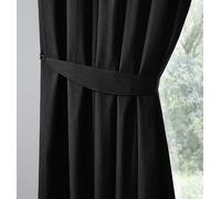 Fusion - Black Curtain Tie Backs (71 x 14cm) - 2 Pieces - Living Room/Bedroom Accessories - Matching Curtains - Polycotton - Black Curtain Holdbacks