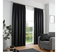'Galaxy' Dim out woven Pair of Pencil Pleat Curtains Fusion Black 229cm width x 229cm drop