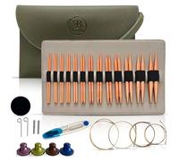 Fusion Bliss Interchangeable Circular Knitting Needles Set - 13 Pairs Rose Gold Metal Knitting Needles (3-10mm), 4 Cables & Leather Case - Premium Knitting Needles Set for Beginners & Experts