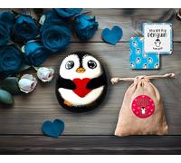 Fusion Bliss Shop Cute Penguin Pebble of Love for Wife, Girlfriend, Boyfriend - Anniversary, Birthday for Him or Her, Valentine's Day