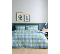 Fusion 'Block Check' Easy Care Duvet Cover Set in Light Blue | Size: Double Fusion Light Blue Double