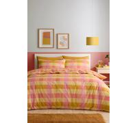 Fusion 'Block Check' Easy Care Duvet Cover Set in Orange | Size: King Fusion Orange King