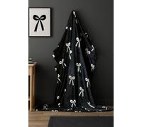 Fusion 'Bows' Super Soft Fleece Throw in Black | Size: 120 cm x 150 cm Fusion Black 120 cm x 150 cm