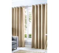Fusion 'Cannes' 100% Cotton Black Out Plain Dyed Eyelet Curtains in Natural | Size: 168 cm width x 229 cm drop Fusion Natural 168 cm width x 229 cm drop
