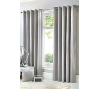 Fusion - Silver Blackout Curtains W66 x L72 (168 x 183cm) - 100% Cotton - Thick Weave 2 Panels - Silver Eyelet Curtains - Soundproof/Thermal Curtains in Silver - Curtains for Bedroom/Living Room