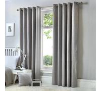 Fusion Cannes 100% Cotton Black Out Plain Dyed Silver Eyelet Curtains