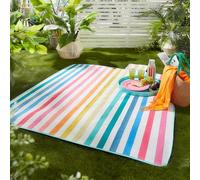 Fusion - Carlson Stripe - Waterproof Backed Picnic Blanket - 135 x 150cm in Multi