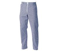 FUSION CATERING Chef's Trousers Blue Check : Unisex Blue Check Elasticated Waistband and Drawstring (M)