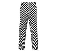 FUSION CATERING Chef's Trousers CHEQUERBOARD : Unisex CHEQUERBOARD Elasticated Waistband and Drawstring (3XL) Black/White