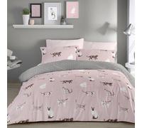 Fusion Cats Printed Blush Pink Bedding Set - Single