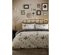 Fusion 'Celeste' Hand Drawn Print Reversible Duvet Cover Set in Grey | Size: Super King Fusion Grey Super King