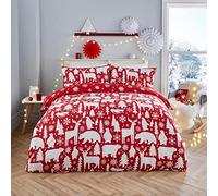 Fusion Christmas - Arctic Animals - Reversible Duvet Cover Set - Single Bed Size in Red, ANMRD11PZU