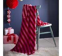Fusion Christmas Fleece Throw - Candy Cane Pattern in Pink - 120 x 150cm - Soft Cosy Blanket for Kids & Adults - Festive Winter Sofa & Bed Throw - Lightweight Reversible Xmas Blanket