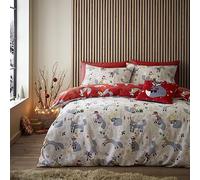 Fusion Christmas Foraging Fox Duvet Set, Double, Red