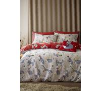 Fusion Christmas Foraging Fox Duvet Set, Double, Red