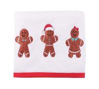 Fusion - Christmas Gingerbread Man Hand Towels 2 Pack (50 x 90cm) - Soft Fluffy 100% Cotton - Embroidery Gingerbread Hand Towels - Christmas Bathroom Towels - Christmas Decorations/Bathroom Accessory