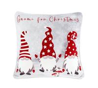 Fusion - Christmas Gonks Cushion (43 x 43cm) - Filling Included - Reversible (2 Designs) - Red Christmas Cushion with Cover Included/Cushion Insert - Christmas Decorations - Polka Dot & Gnomes Cushion