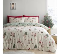 Fusion Christmas Gonks Natural Duvet Cover Set King - Fantasy Retro Bedding - Super Soft Cotton - Includes 1 Duvet Cover (220 x 230cm) & 2 Pillowcases - Natural Fantasy Bedroom Set