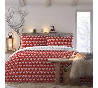 Fusion Christmas Red Robin Duvet Cover, Single 140x200cm, Reversible, 1 Pillowcase, Red & White Holiday Bedding