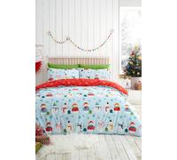 Fusion 'Christmas Snowman' Easy Care Duvet Cover Set in Duck Egg Blue | Size: Double Fusion Duck Egg Blue Double