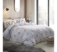 Fusion Christmas - Snowy Penguin - Christmas Duvet Cover Set - King Bed Size in Silver
