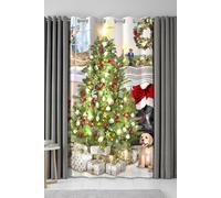 Fusion 'Christmas Tree' Christmas Tree Print Eyelet Single Panel Door Curtain | Size: 137 cm width x 213 cm drop Fusion Multicolor 137 cm width x 213 cm drop
