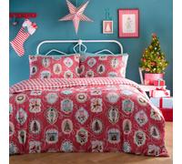 Fusion Christmas Vintage Frames Easy Care Red Duvet Cover Set