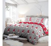 Fusion Christmas - Xmas Gonks - 100% Brushed Cotton Duvet Cover Set - 3pcs Double Bed Size in Silver GFCSV21PZU
