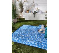 Fusion 'Coastal Bay' Sea Life Print Waterproof Backed Picnic Blanket in Blue Fusion Blue