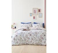 Fusion 'Coffee Club' Coffee Culture Inspired Print Duvet Cover Set in Off-White | Size: Double Fusion Off-White Double