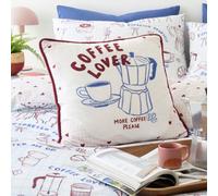 Fusion Coffee Club Velvet Blue Filled Cushion