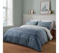 Fusion Contemporary Ombre Stripe Duvet Cover - King Size 230x220cm - Reversible Navy & Blue Bedding - Soft Touch - Modern Nautical Quilt Cover with 2 Pillowcases - Bedroom Linen Set