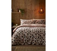 Fusion 'Cosy Leopard' Fleece With Sherpa Reverse Duvet Cover Set in Natural | Size: Single Fusion Natural Single