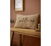 Fusion 'Cuddle up' Textured Embroidered Rectangular Filled Cushion in Natural | Size: 30 cm x 50 cm Fusion Natural 30 cm x 50 cm