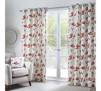 Fusion - Dacey - 100% Cotton Pair of Eyelet Curtains - 46" Width x 54" Drop (117 x 137cm) in Red
