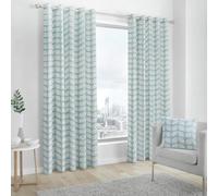 Fusion Delft Fully Lined Eyelet Curtains - Duck Egg