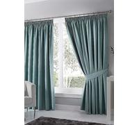 Fusion Dijon Blackout Pair of Pencil Pleat Curtains Duck Egg