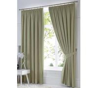Fusion Dijon Blackout Pair of Pencil Pleat Curtains Green