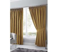 Fusion Dijon Blackout Pair of Pencil Pleat Curtains Ochre