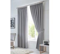 Fusion Dijon Blackout Pair of Pencil Pleat Curtains Silver