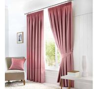 Fusion Dijon Blackout Pencil Pleat Lined Curtains, Blush, 66 x 90 Inch