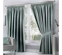 'Dijon' Thermal and Blackout Fully Lined Pencil Pleat Curtains Fusion Duck Egg Blue 168cm width x 137cm drop
