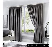 (Charcoal, 90 x 54 Inch) Fusion Dijon Blackout Pencil Pleat Lined Curtains