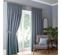 Fusion Dijon Blackout Thermal Pencil Pleat Curtains - Blue - 168x183cm