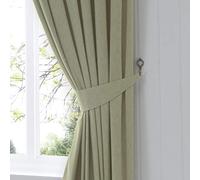 'Dijon' Pair of Tiebacks For Pencil Pleat Curtains Fusion Green One Size