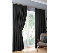 Fusion 'Dijon' Thermal & Blackout Fully Lined Pencil Pleat Curtains in Black | Size: 117 cm width x 183 cm drop Fusion Black 117 cm width x 183 cm drop