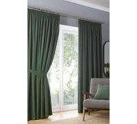 Fusion 'Dijon' Thermal & Blackout Fully Lined Pencil Pleat Curtains in Bottle Green | Size: 117 cm width x 183 cm drop Fusion Bottle Green 117 cm width x 183 cm drop