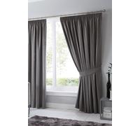 Fusion 'Dijon' Thermal & Blackout Fully Lined Pencil Pleat Curtains in Charcoal | Size: 168 cm width x 229 cm drop Fusion Charcoal 168 cm width x 229 cm drop