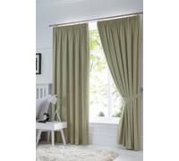 'Dijon' Thermal and Blackout Fully Lined Pencil Pleat Curtains Fusion Green 117cm width x 183cm drop