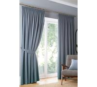 Fusion 'Dijon' Thermal & Blackout Fully Lined Pencil Pleat Curtains in Light Blue | Size: 168 cm width x 183 cm drop Fusion Light Blue 168 cm width x 183 cm drop